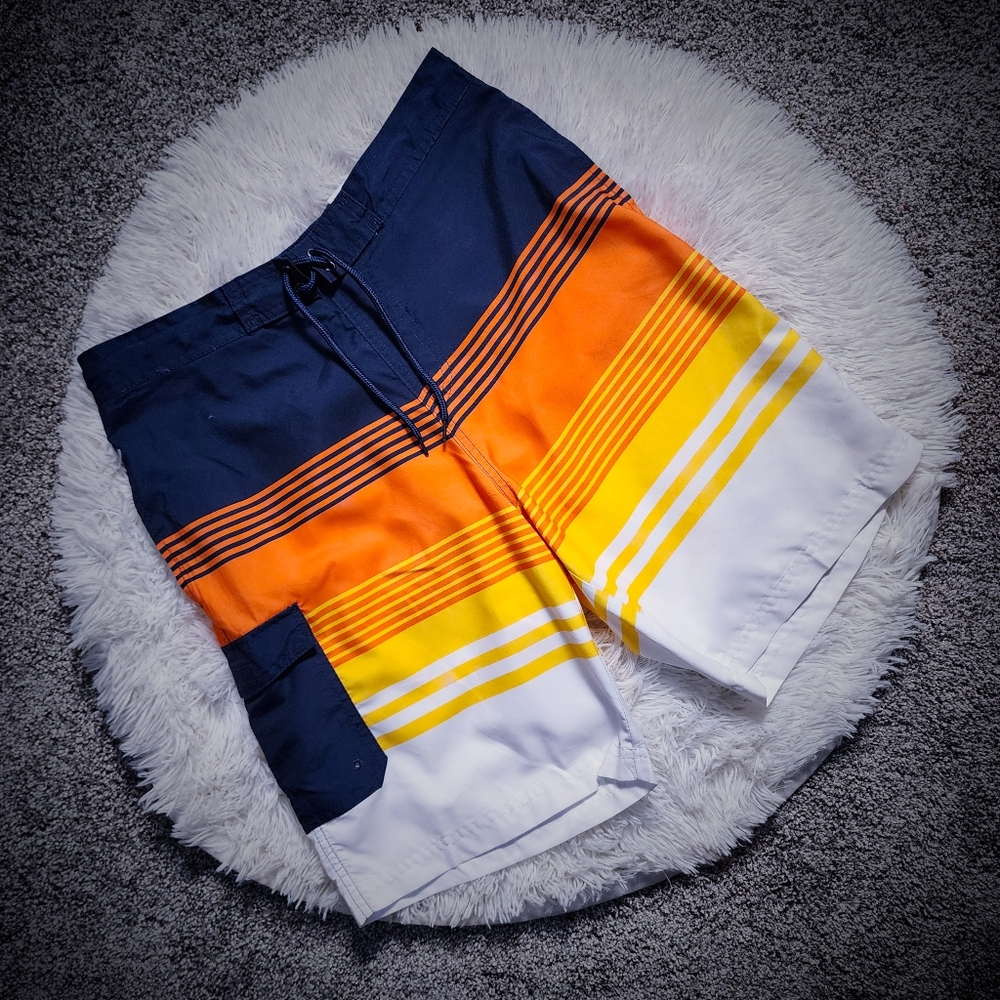 NWT Men's Club Room Striped E-Board Swim Bottoms-Small